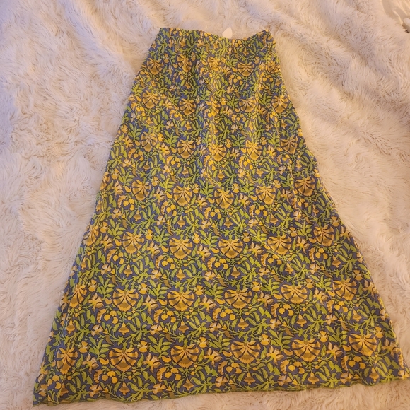 Silk Tova Celine Midi Vintage Skirt Floral Yello Size Medium  90s - Picture 10 of 11